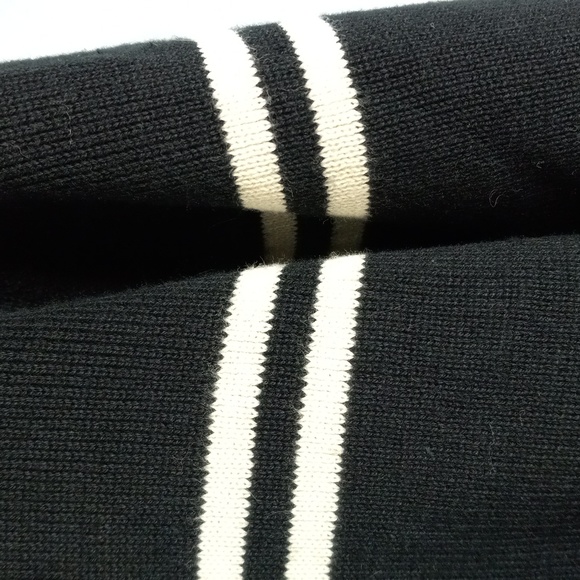 Banana Republic M V-Neck Sweater Black White Long Sleeeve Knit - Picture 4 of 9